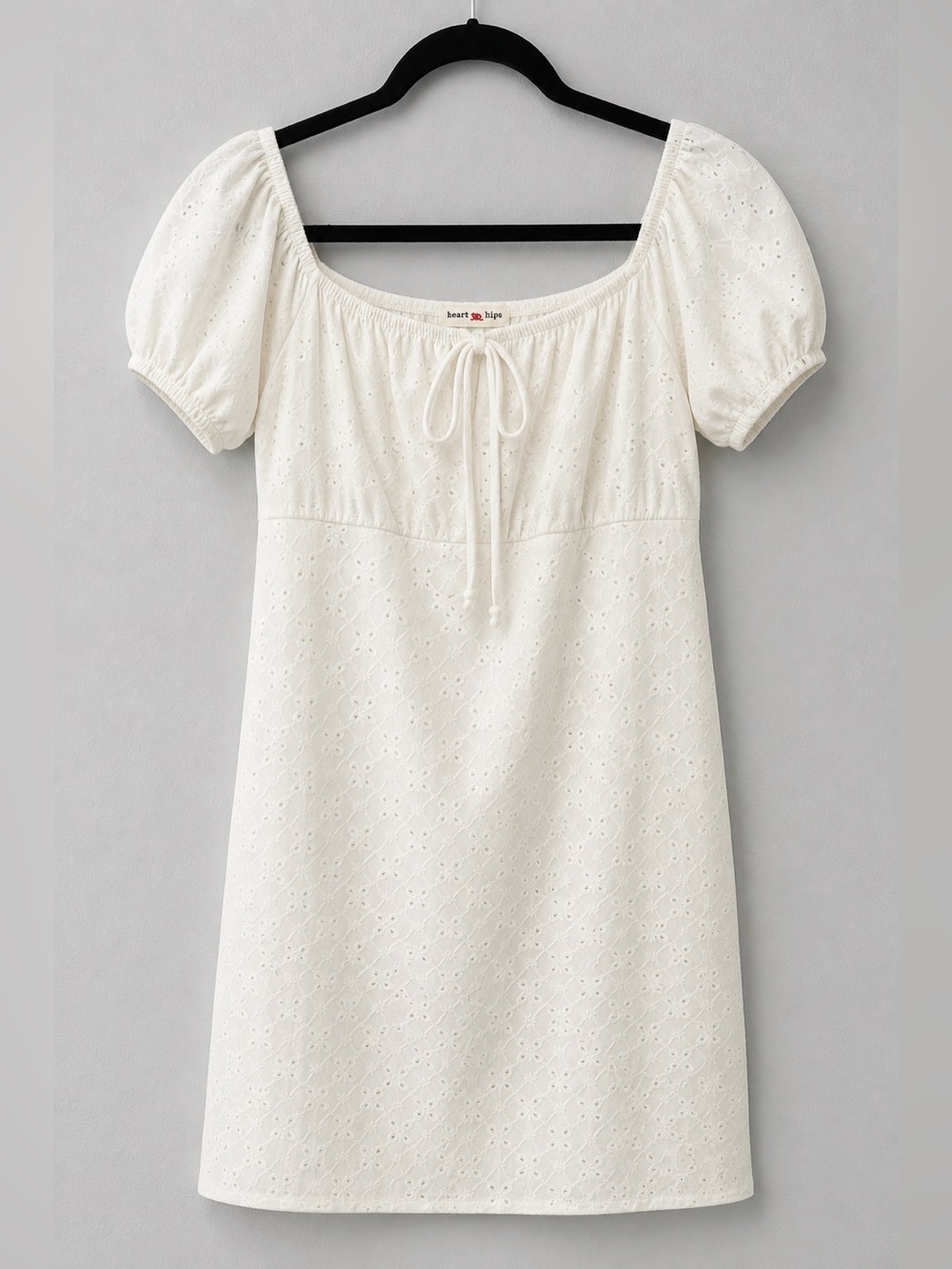 Heart Hips White Eyelet Lace Dress Women’s L Cottagecore Short Sleeve